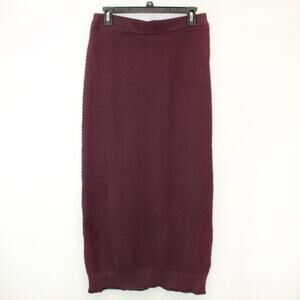 FP BEACH Vtg 100% Cotton Waffle Knit Straight Long Skirt Plum Cozy Casual Medium
